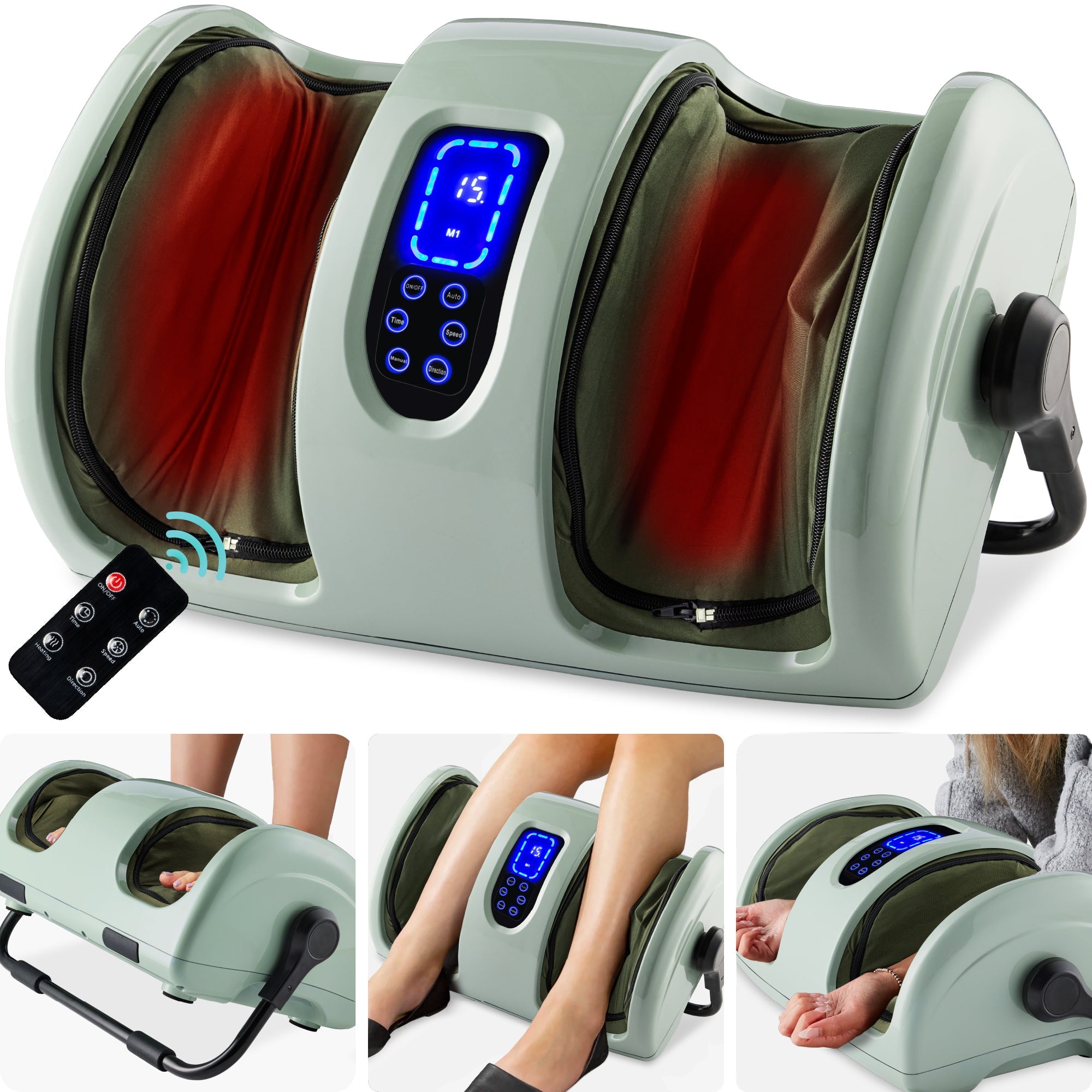 Reflexology Shiatsu Foot Massager w/ High-Intensity Rollers Remote Control