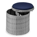 Round Wicker Ottoman Multipurpose Furniture w/ Removable Cushion